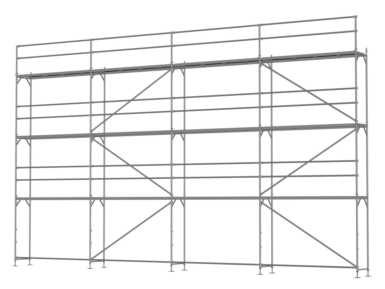 Alu Traufseitengerüst 96 qm - 3,0 m Felder - 12 m lang - 8 m Arbeitshöhe, Basisgerüst