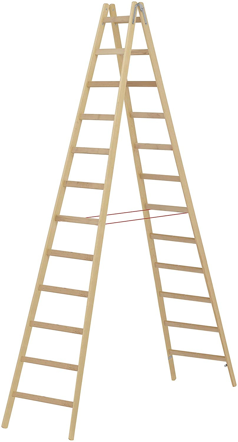 Holz-Sprossenstehleiter, beidseitig begehbar - 2x3 Sprossen