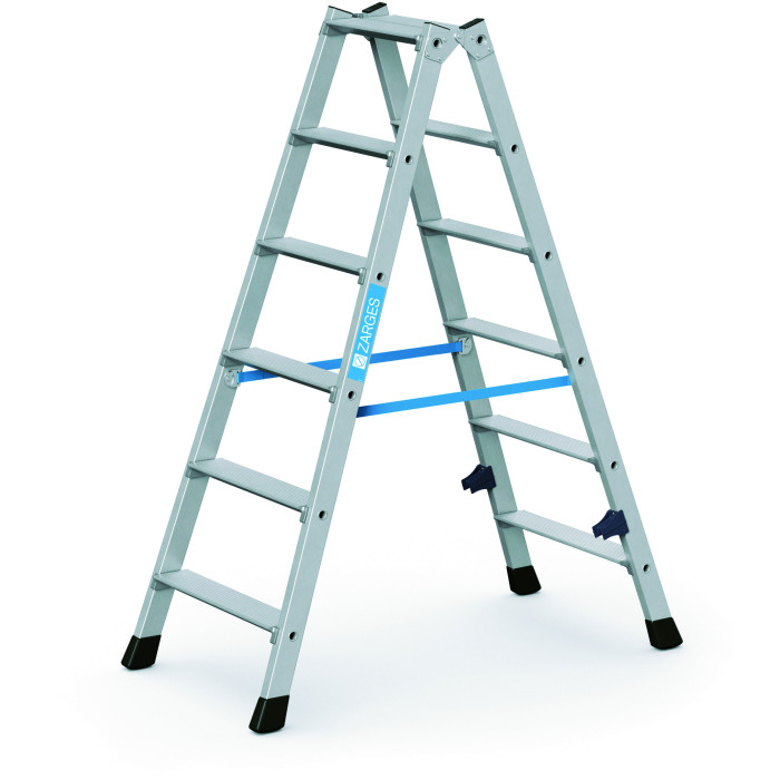 Nova B, Gebördelte Stufen-Stehleiter, beidseitig begehbar, 2x6 Stufen Nova B, Gebördelte Stufen-Stehleiter, beidseitig begehbar, 2x6 Stufen