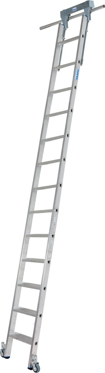 Stufen-Regalleiter für Rundrohr-Schienenanlage, 12 Stufen Stufen-RegalLeiter für Rundrohr-Schienenanlage, 10 Stufen