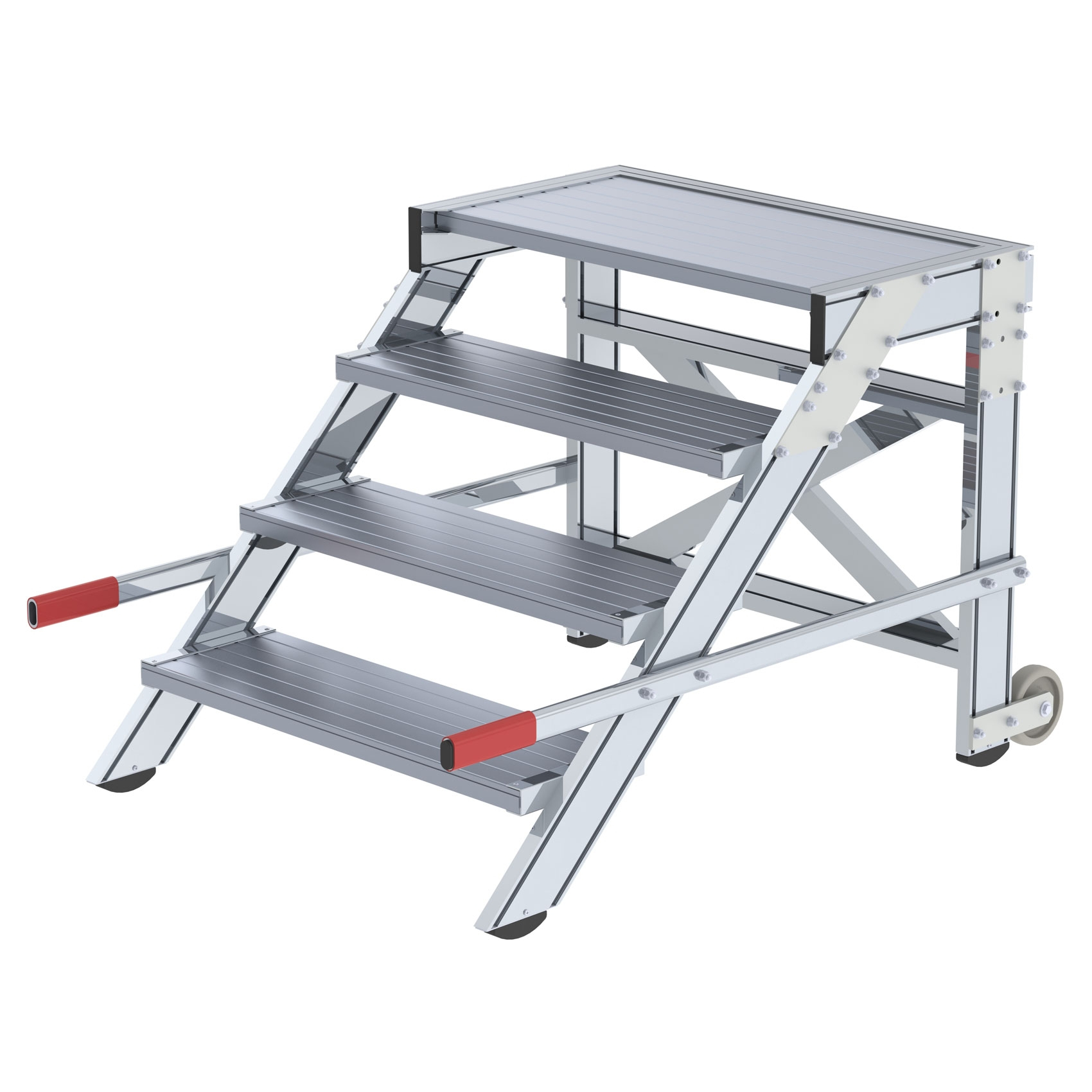 Aluminium-Arbeitspodest, fahrbar, 2 Stufen Aluminium-Arbeitspodest, fahrbar, 2 Stufen