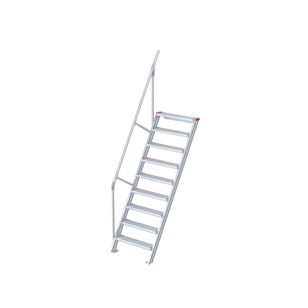 Treppe, 60° Steigwinkel, 1000 mm Stufenbreite, Alu gerieft, 9 Stufen
