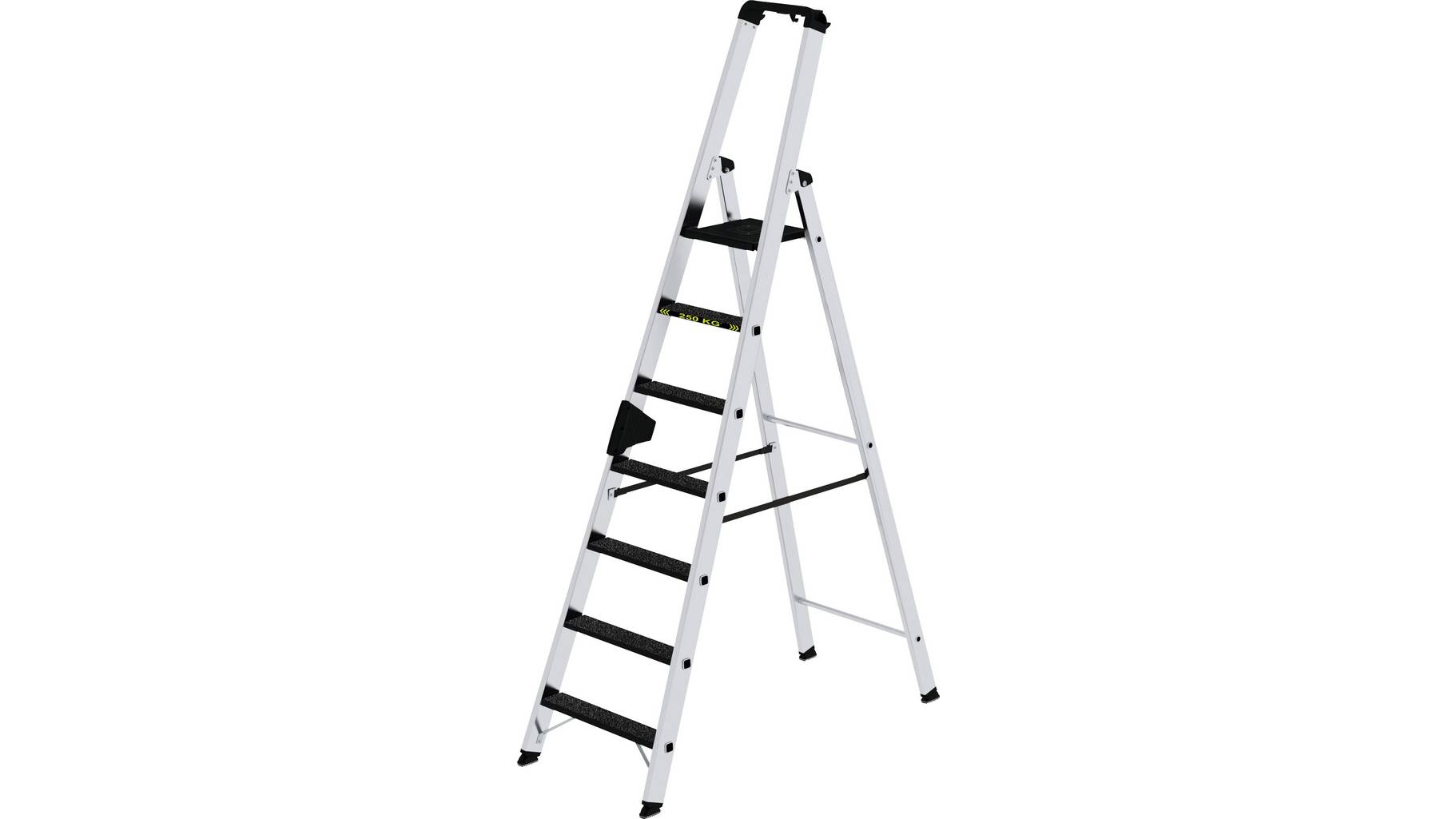 Strufen-Stehleiter, 250 kg, einseitig begehbar, mit clip-step R13, 7 Stufen Stufen-Stehleiter, 250 kg, einseitig begehbar mit clip-step R13, 3 Stufen