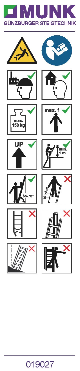 Hinweis-Aufkleber für Sprossen-Mehrzweckleiter Hinweis-Aufkleber für Sprossen-Mehrzweckleiter