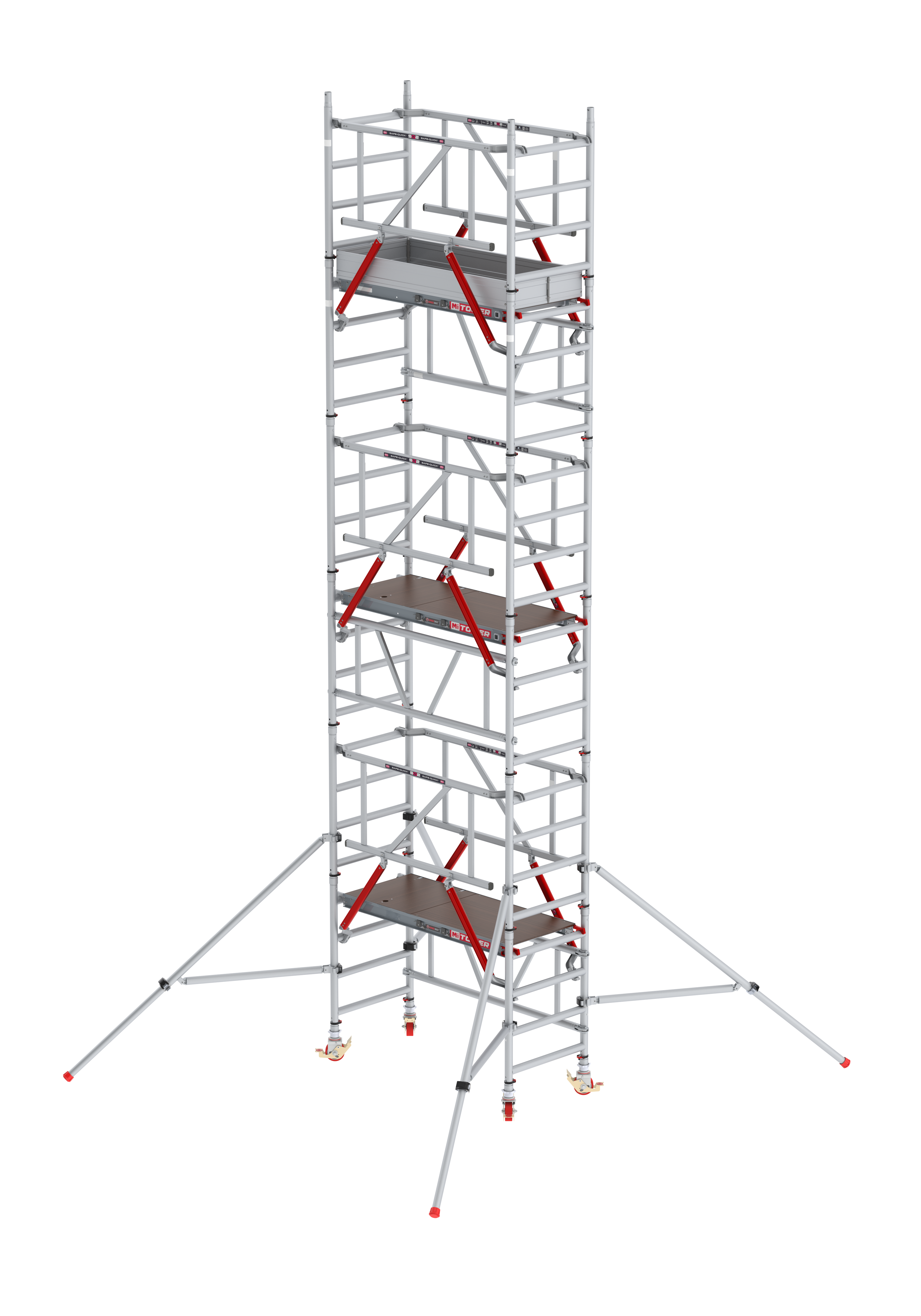 Mitower Plus mit Safe-Quick - Breit 0,75 m Holz Länge 1,65m Standhöhe 2,20m