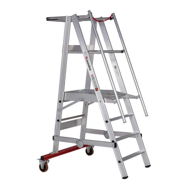 PREMIUM line Aluminium-Podestleiter fahrbar, klappbar, 4 Stufen