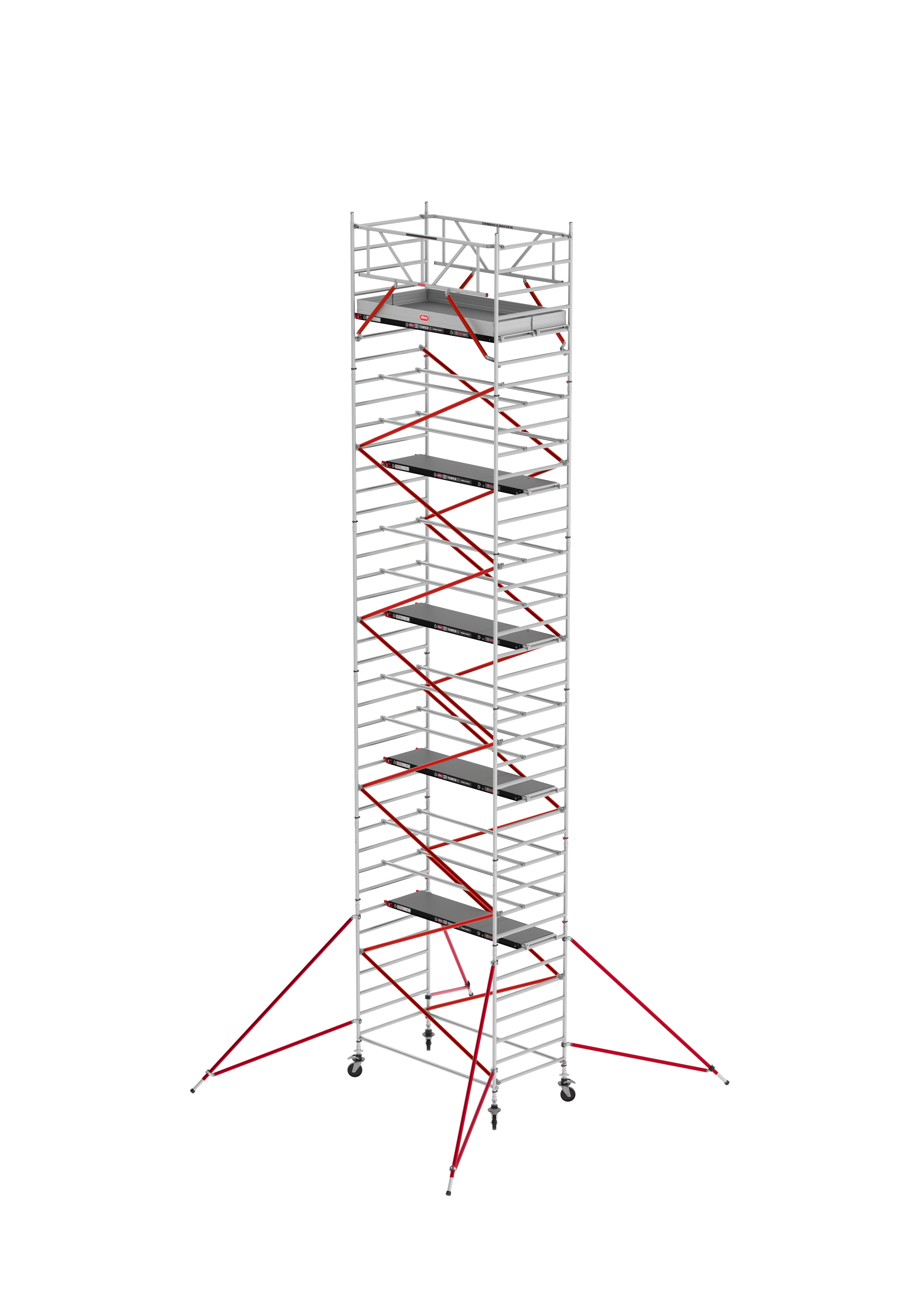 FAHRGERÜST RS TOWER 52 - Breit 1,35 m Fiber-Deck Länge 2,45 m, Standhöhe 2,20m