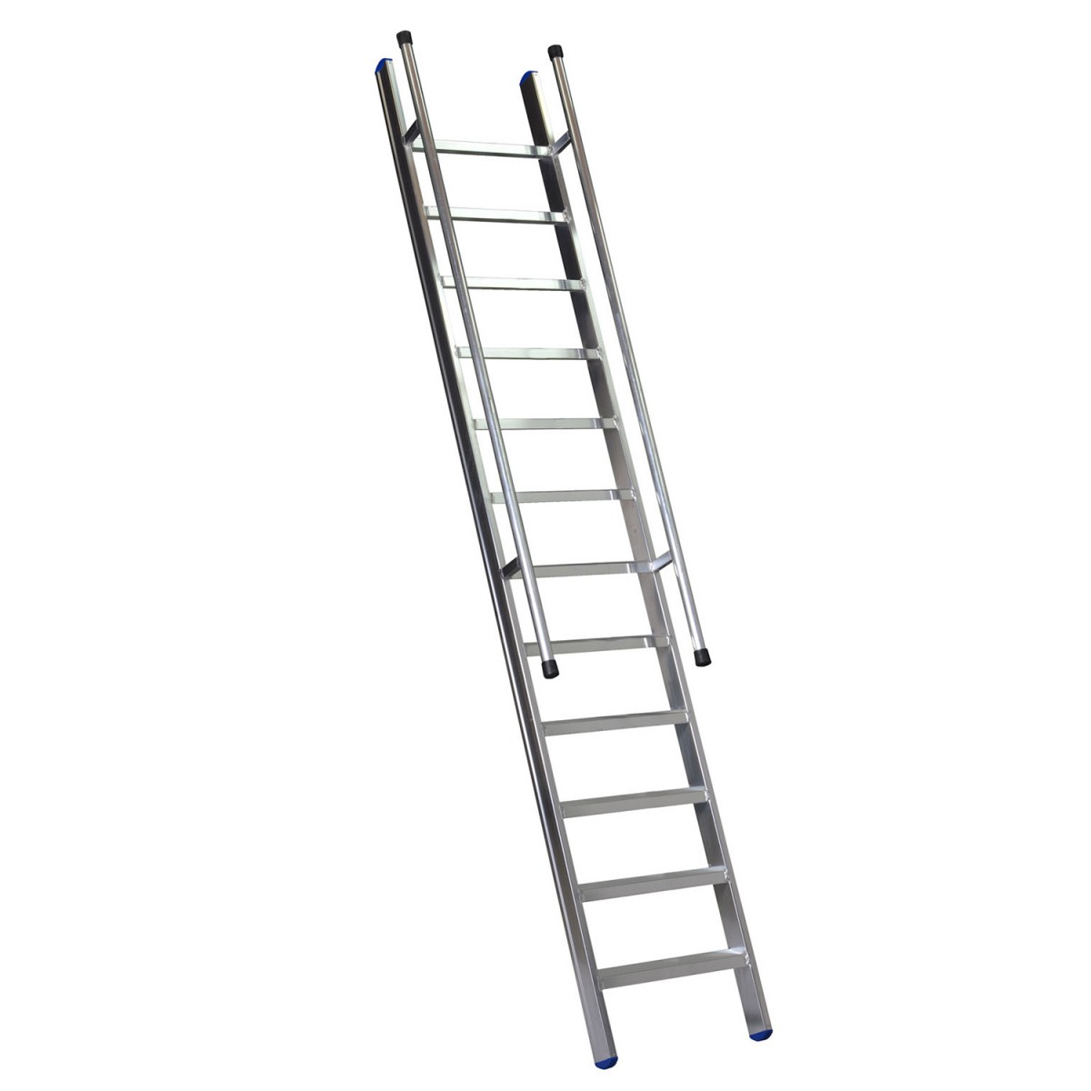 Stufenanlegeleiter 60 cm breit mit Handlauf ohne Traverse, 23 Stufen