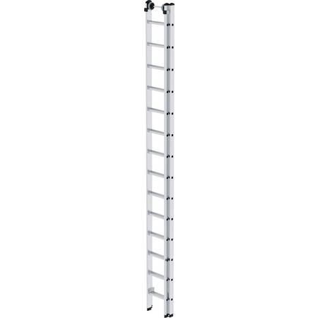 Aluminium-Schiebeleiter 2-teilig, ohne Traverse, 2x14 Sprossen Aluminium-Schiebeleiter 2-teilig, ohne Traverse, 2x12 Sprossen