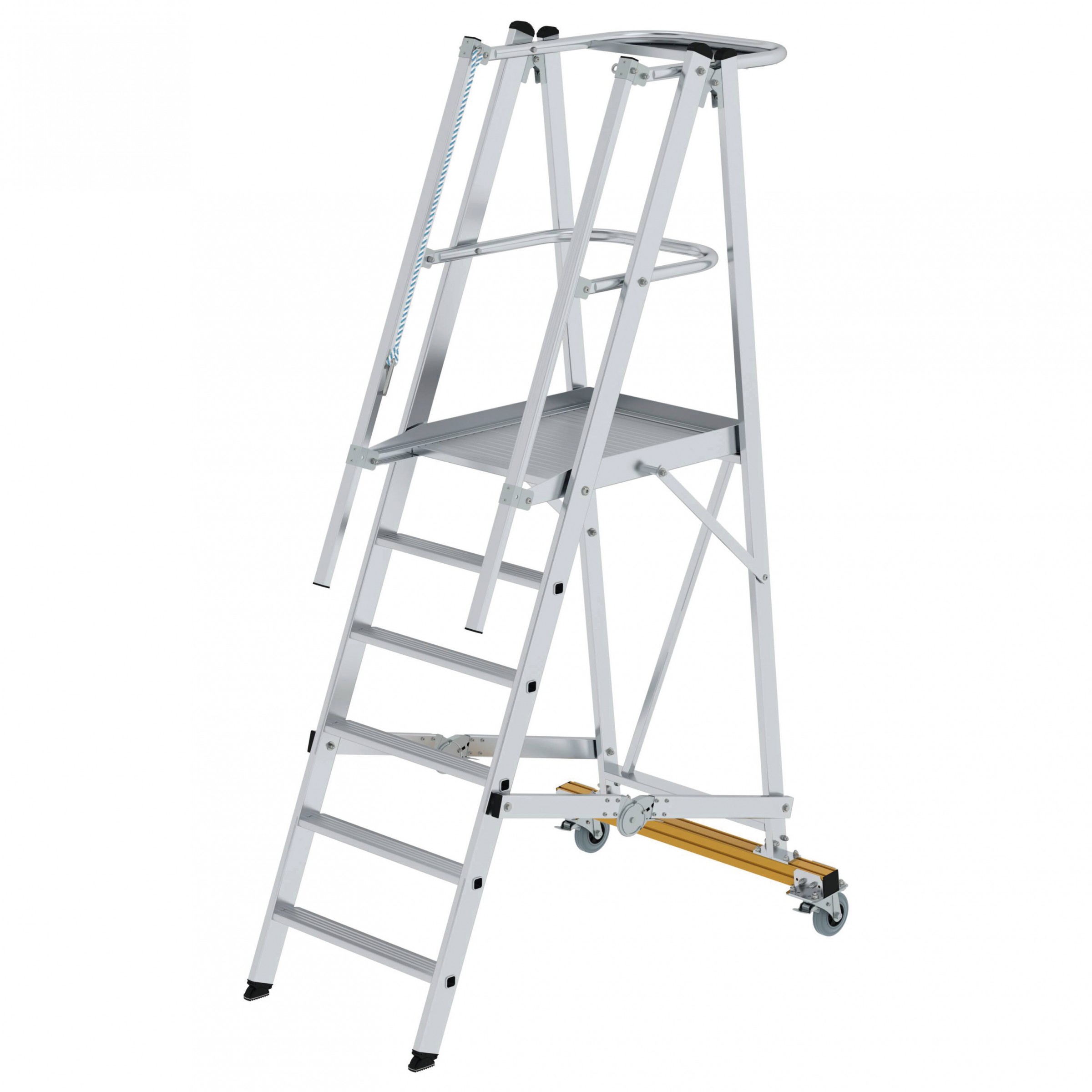 Aluminium-Podestleiter, fahrbar, klappbar, 5 Stufen Aluminium-Podestleiter, fahrbar, klappbar, 5 Stufen