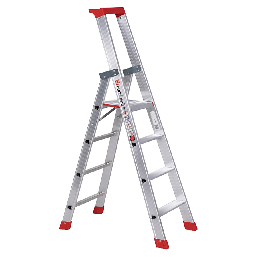 PREMIUM line Alu-Stufenstehleiter mit Sicherheitsbrücke, 3 Stufen