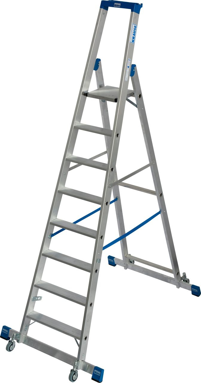 Stabilo Stufen-Stehleiter, fahrbar mit Traverse, 8 Stufen Stabilo Stufen-Stehleiter, fahrbar mit Traverse 6 Stufen