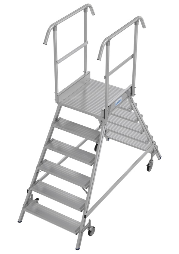 Stabilo Podestleiter fahrbar, beidseitig begehbar, 2 x 3 Sprossen inklusive Plattform