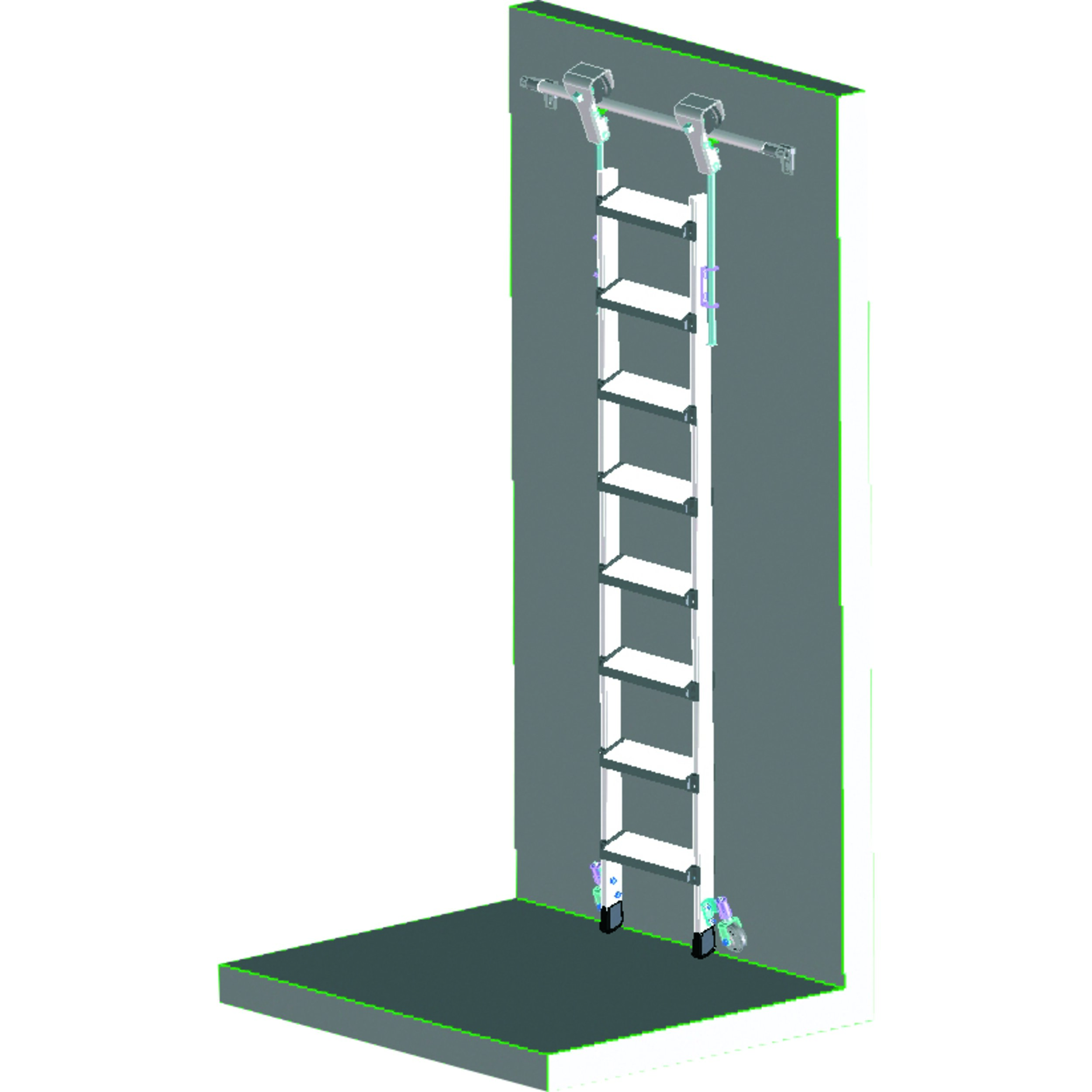 Comfortstep Trec LH, Geschraubte Stufen-Regalleiter fahrbar, 8 Stufen Comfortstep Trec LH, Geschraubte Stufen-Regalleiter fahrbar, 8 Stufen