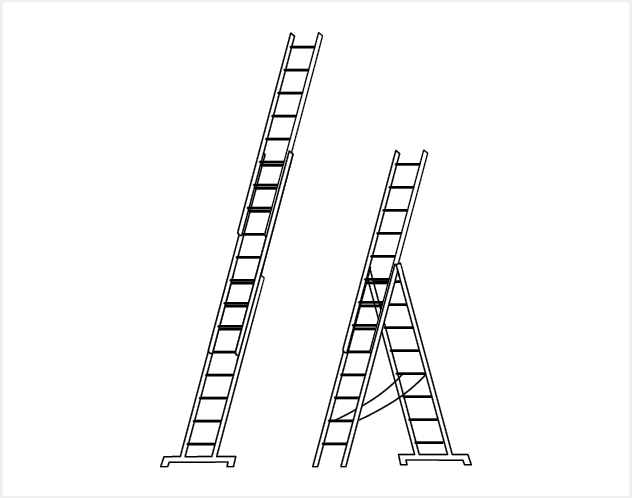 ALU PRO: Mehrzweckleiter, dreiteilig - 3x6 Sprossen