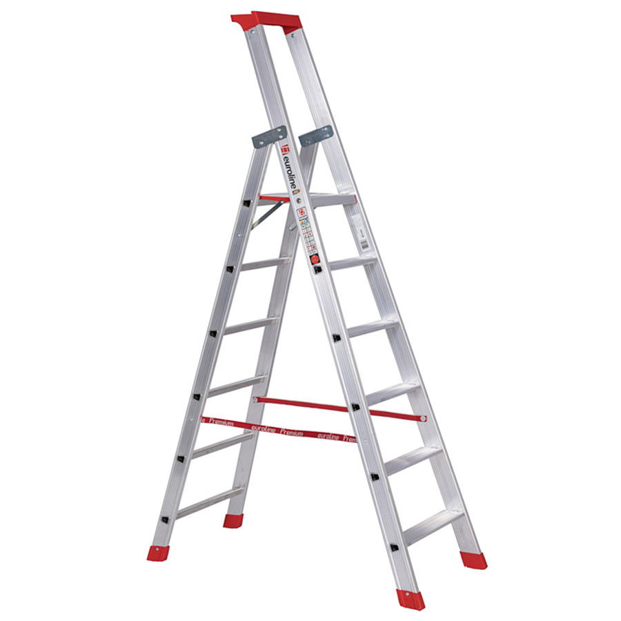 PREMIUM line Alu-Stufenstehleiter mit Sicherheitsbrücke, 3 Stufen