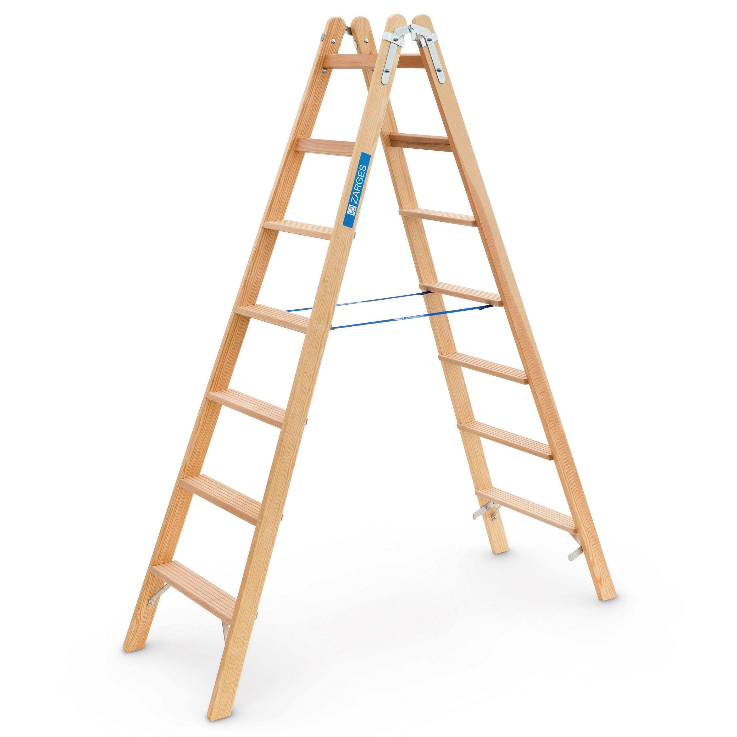 Crestastep B, Holz-Stufen-Stehleiter beidseitig begehbar, 2x4 Stufen
