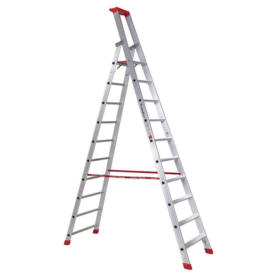 PREMIUM line Alu-Stufenstehleiter mit Sicherheitsbrücke, 3 Stufen