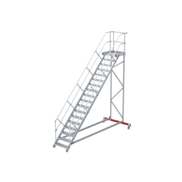 Euroline Wartungsbühne, Steigwinkel 45°, Stufenbreite 1000 mm, 12 Stufen