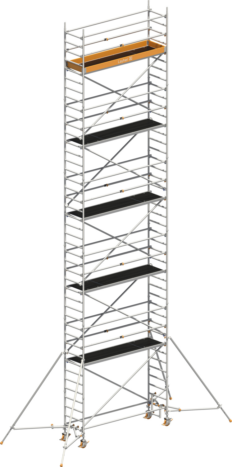 Uni Standard P2 mit Uni Telegeländer und Gerüststützen, Standhöhe 9,20 m