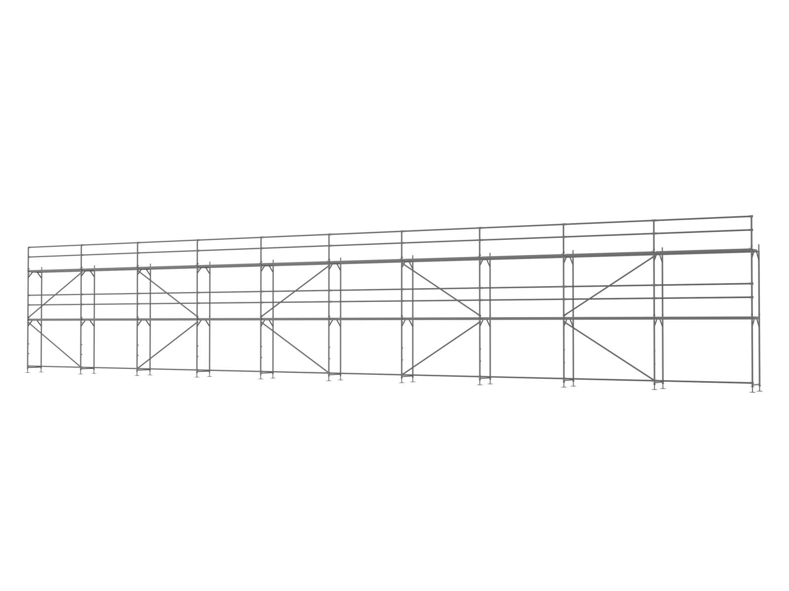Alu Traufseitengerüst 180 qm - 3,0 m Felder - 30 m lang - 6 m Arbeitshöhe - Basis-Gerüst