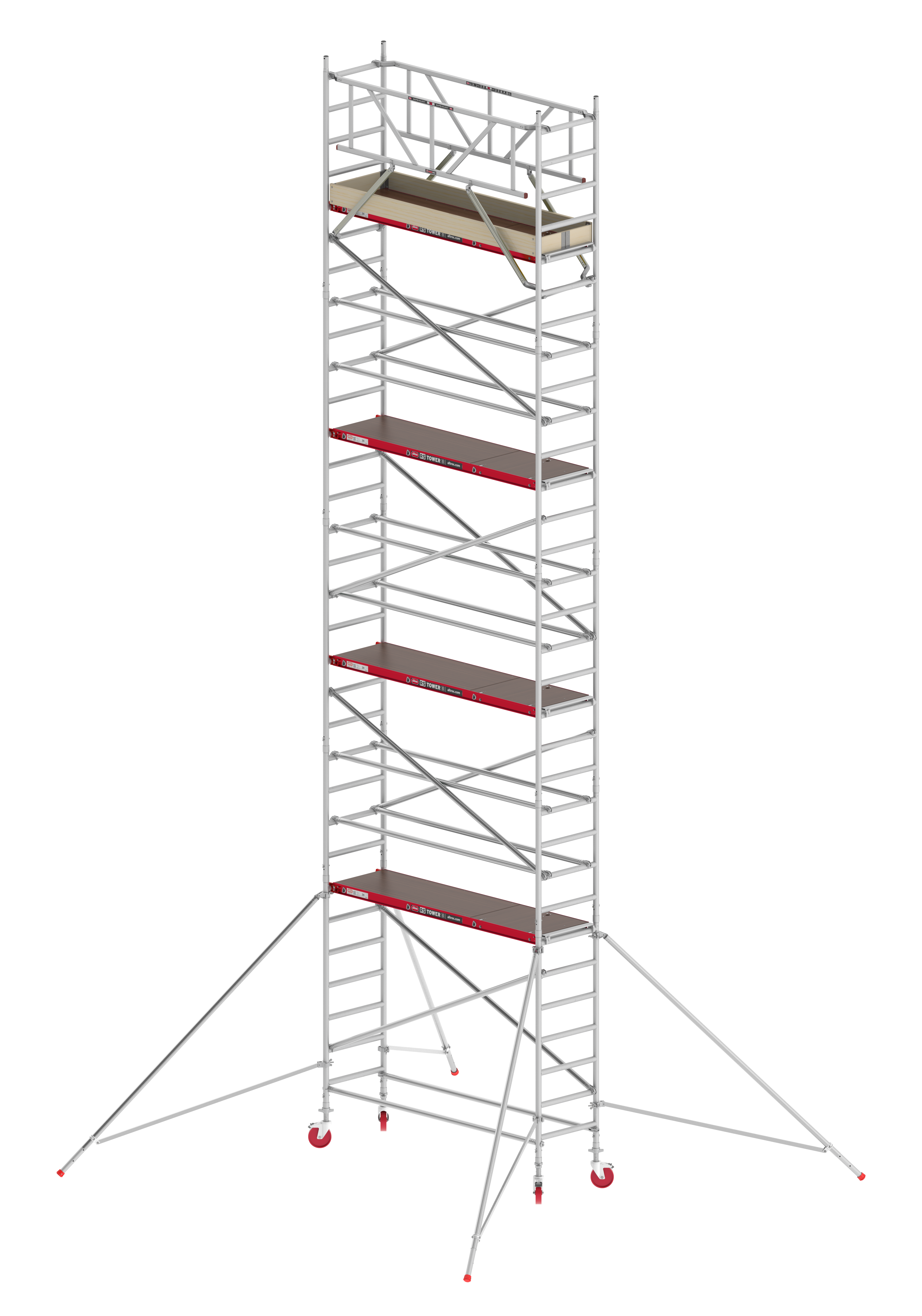 FAHRGERÜST RS Tower 41 schmal - Breit 0,75 m Holz Länge 2,45m Standhöhe 3,20