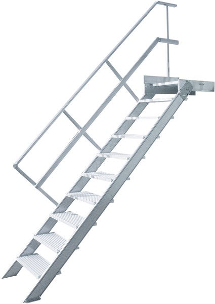 Treppe stationär ohne Podest, Treppenneigung 45°, Stufenbreite 600 mm - 4 Stufen