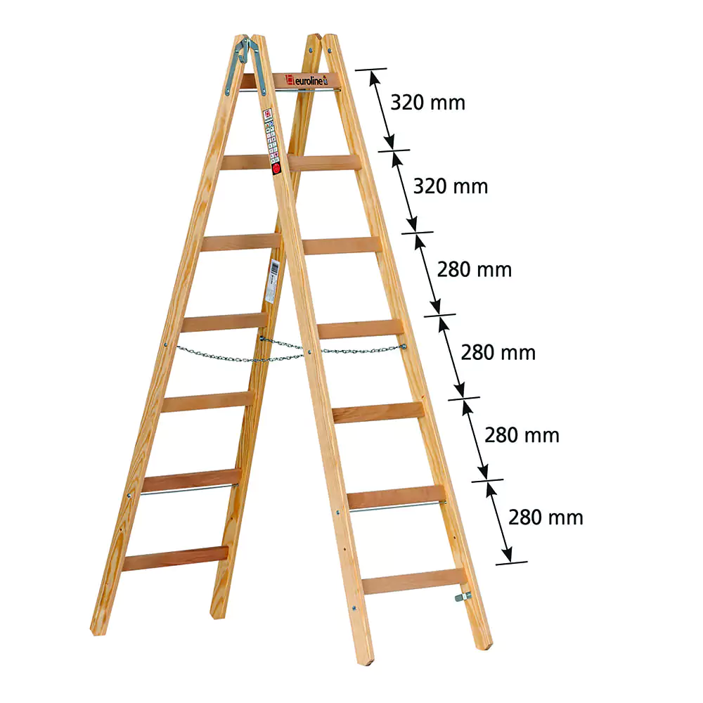 Holz-Sprossenstehleiter, 2 x 5 Sprossen