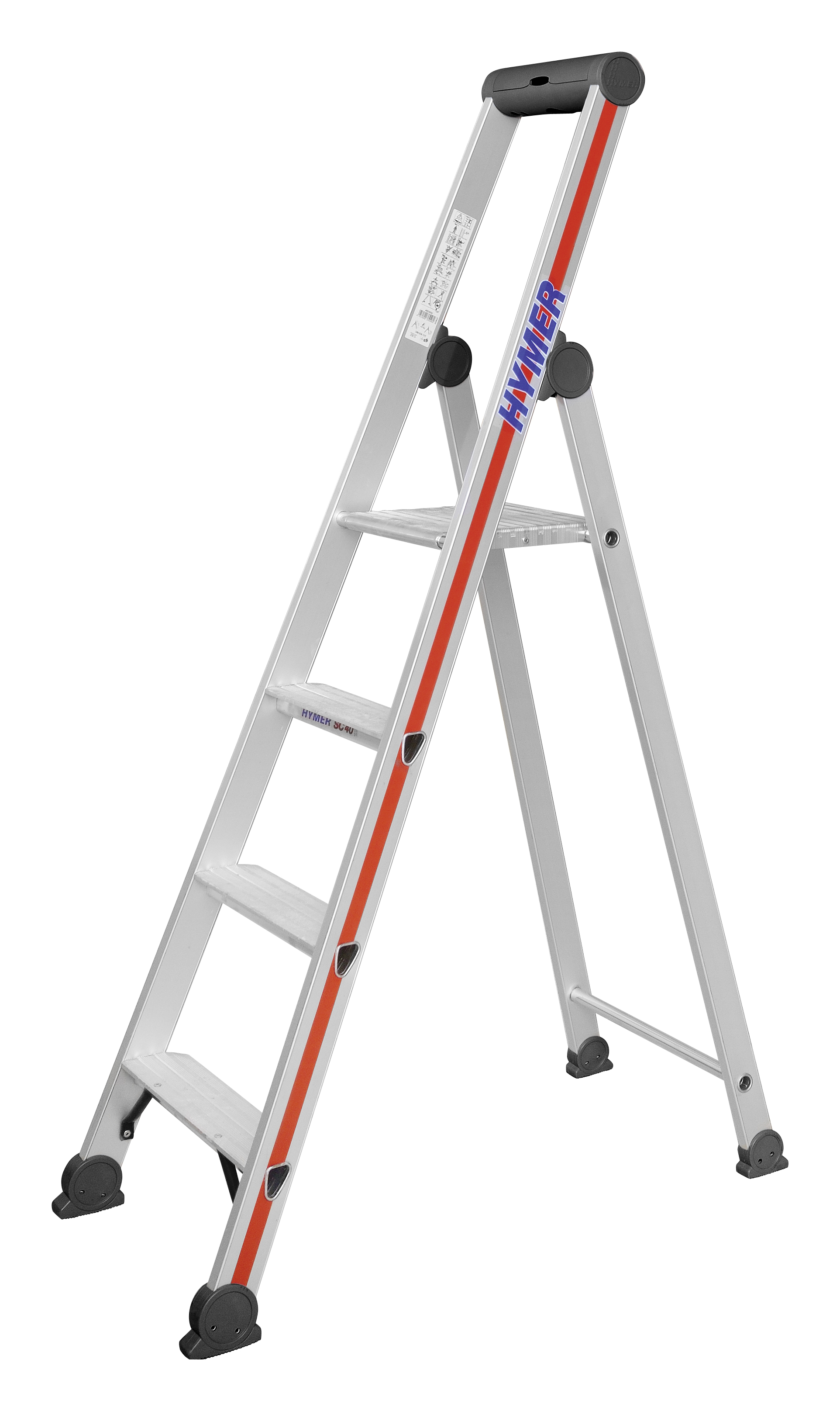 Stufenstehleiter mit Plattform, einseitig begehbar - 4 Sprossen/Stufen
