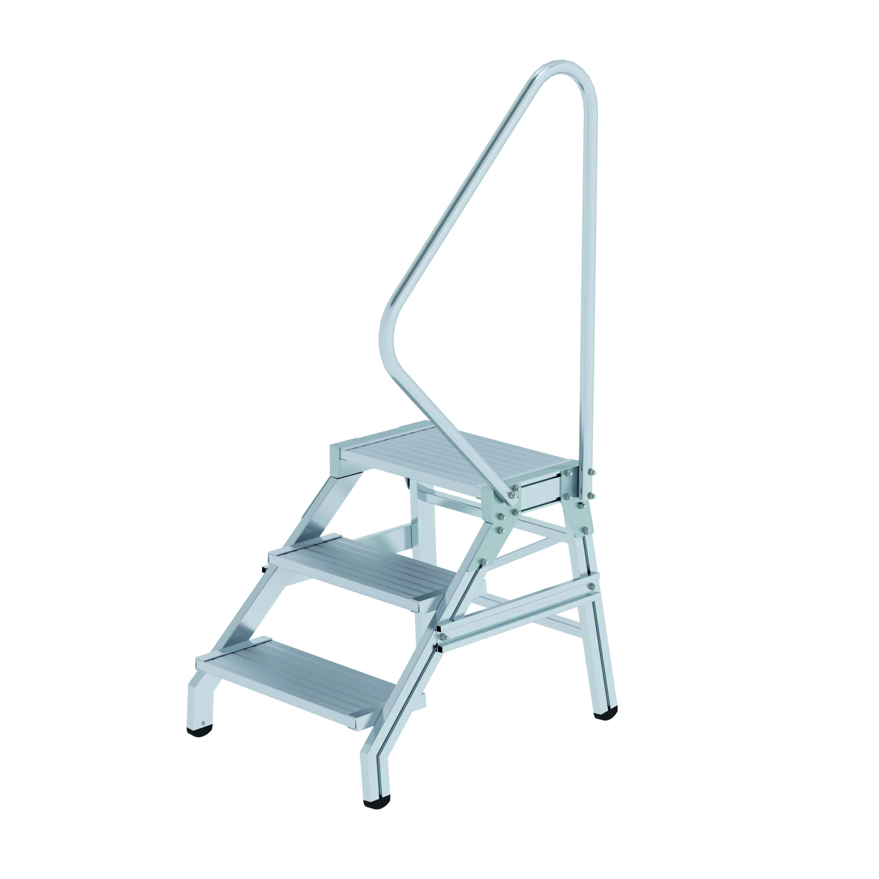 3 Stufen Aluminium-Montagetritt, starr, mit Handlauf, 2 Stufen