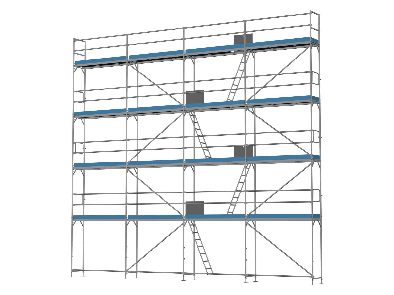 Ernst Stahl Traufseitengerüst 100 m², Feldlänge 2,5 m - Komplettpaket E-FS250-010-10K18 Stahl Traufseitengerüst 100 qm - 2,5 m Felder - 10 m lang - Arbeitshöhe - Komplettpaket