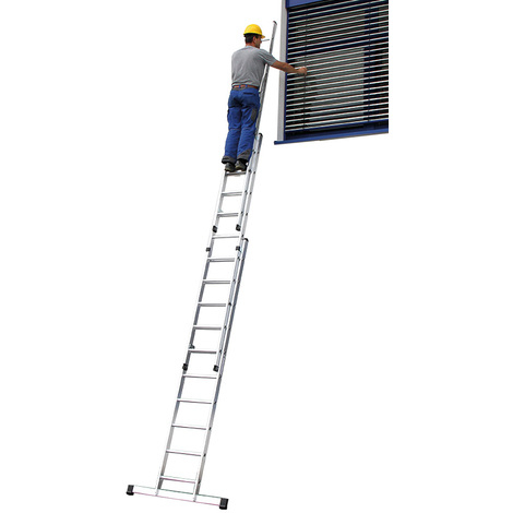Aluminium-Schiebeleiter 3-teilig mit Standard-Traverse Aluminium-Schiebeleiter 3-teilig mit Standard-Traverse - 3x8 Sprossen