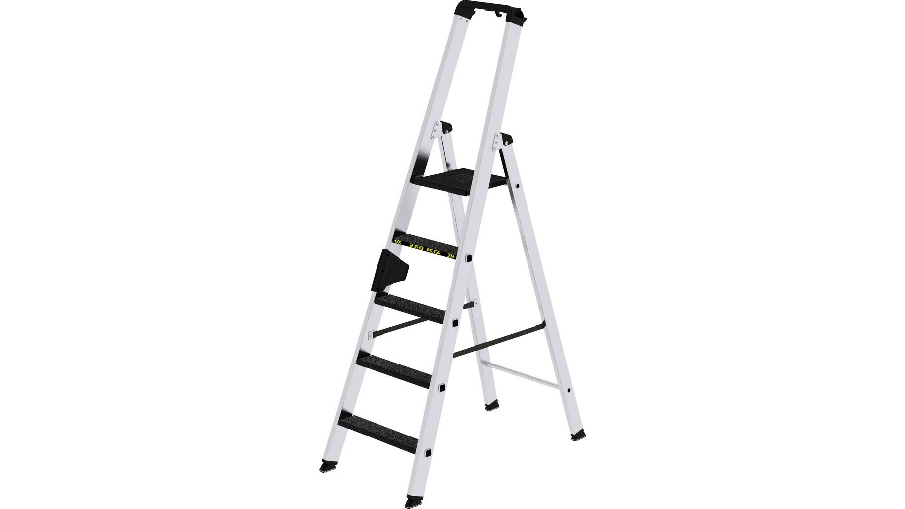 Strufen-Stehleiter, 250 kg, einseitig begehbar, mit clip-step R13, 5 Stufen Stufen-Stehleiter, 250 kg, einseitig begehbar mit clip-step R13, 3 Stufen