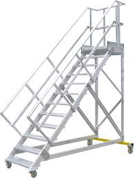 Podesttreppe fahrbar, Treppenneigung 45°, Stufenbreite 600 mm - 4 Stufen