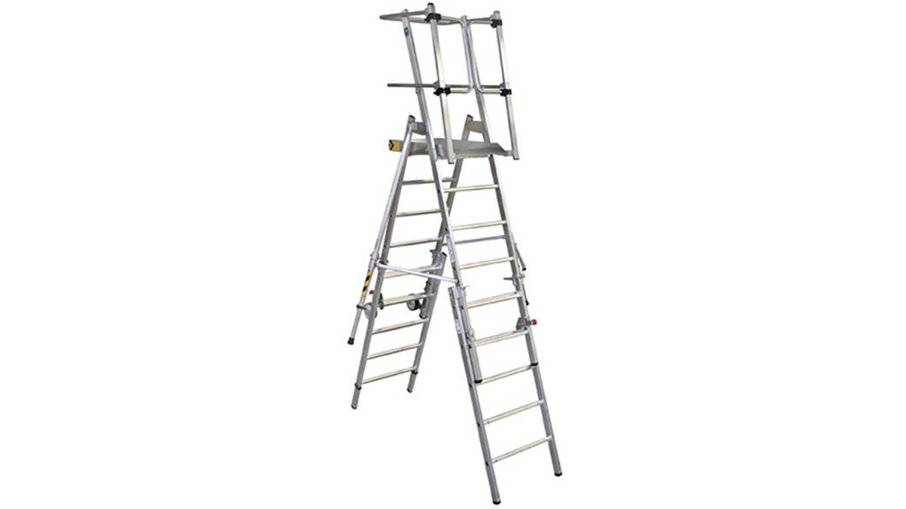 Plattformleiter FlexxStep mit Teleskopaufsatz, 6 Sprossen plus 2 Sprossen Teleskopaufsatz Plattformleiter FlexxStep mit Teleskopaufsatz, 6 Sprossen mit 3 Sprossen Teleskopaufsatz