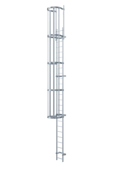 Einzügige Steigleiter-Anlage, Aluminium eloxiert, Steighöhe bis 4,80 m