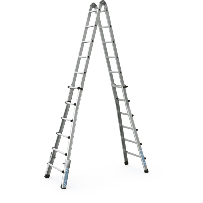 Variotec V, Gebördelte Teleskop-Mehrzweckleiter, 4-teilig, 4x6 Sprossen