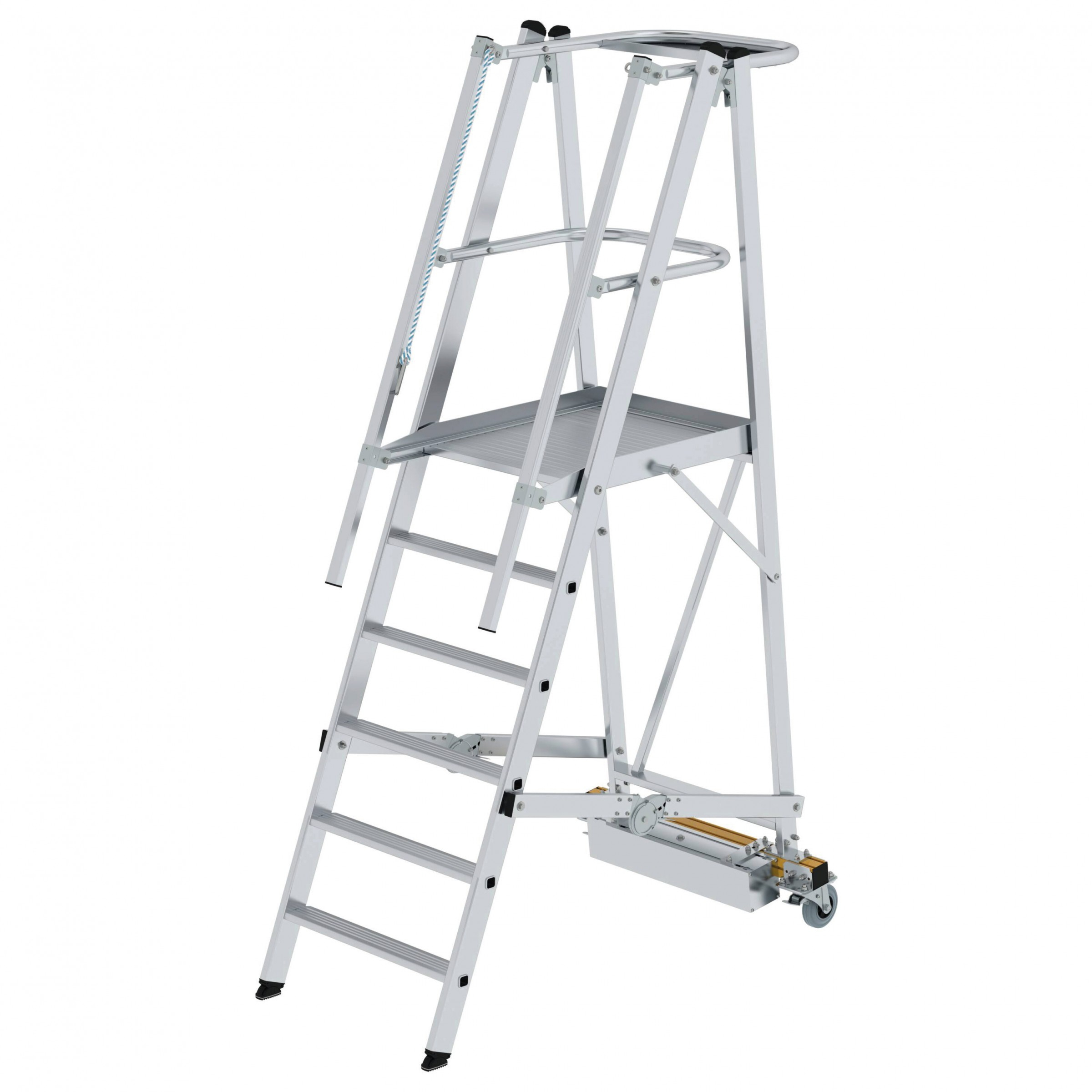 Aluminium-Podestleiter, fahrbar, klappbar, 6 Stufen Aluminium-Podestleiter, fahrbar, klappbar, 6 Stufen
