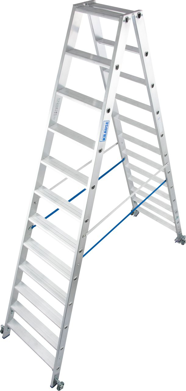 Stabilo Stufen-Doppelleiter, fahrbar 2x3 Stufen
