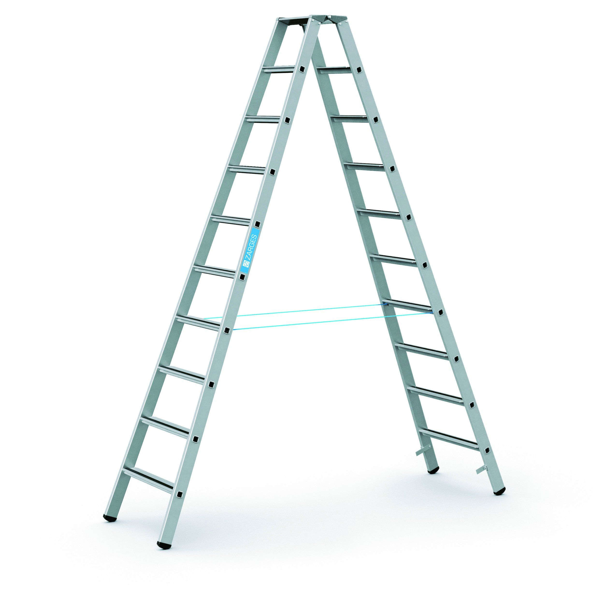 Gebördelte Stufen-Stehleiter 2x3 bis 2x16 Zarges Saferstep B 