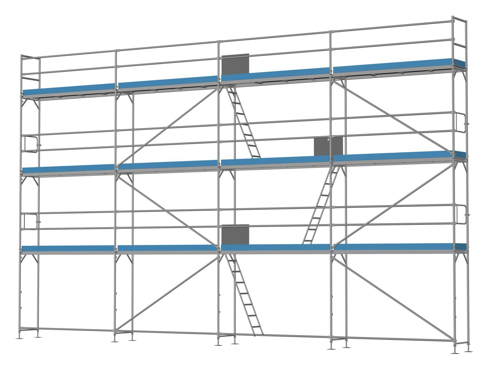 Ernst Alu Traufseitengerüst 96 m², Feldlänge 3,0 m - Komplettpaket FA300-012-08K18 Alu Traufseitengerüst 96 qm, Feldlänge 3,0 m - Komplettpaket
