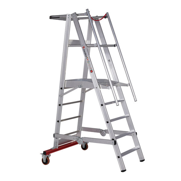 PREMIUM line Aluminium-Podestleiter fahrbar, klappbar, 4 Stufen