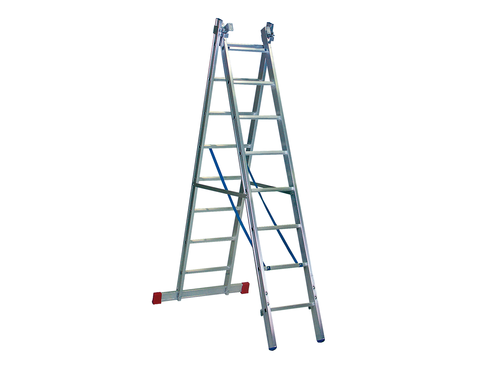 Mehrzweckleiter "Handwerkerausführung plus" 3-teilig, 41/47/53 cm breit mit Aussteifungsstreben an den Leiternteilen und an den Traversen, 3x12 Sprossen