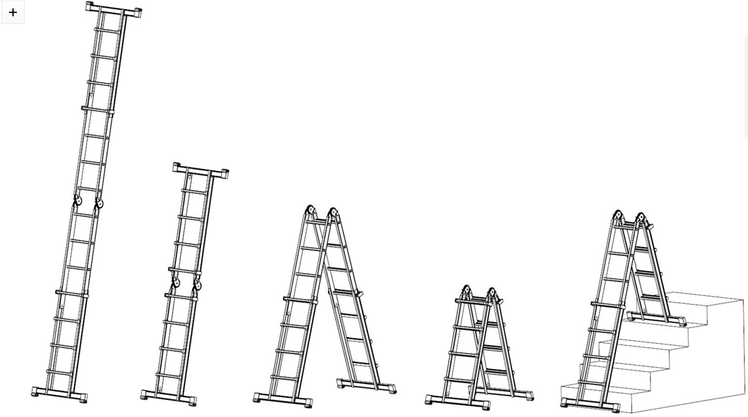 Teleskopleiter 4-teilig mit Traverse, 4 x 3 Sprossen