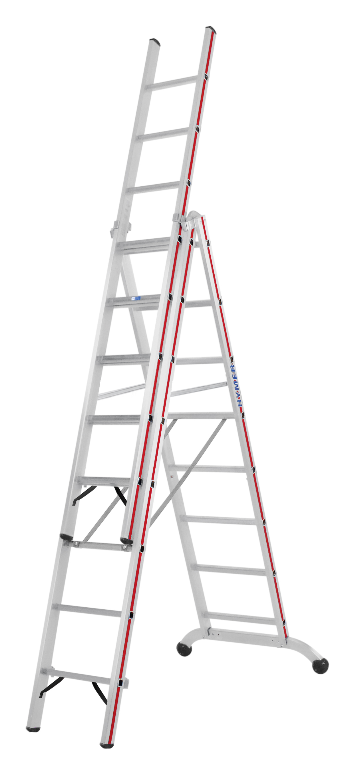 Mehrzweckleiter, dreiteilig - 3x8 Sprossen/Stufen
