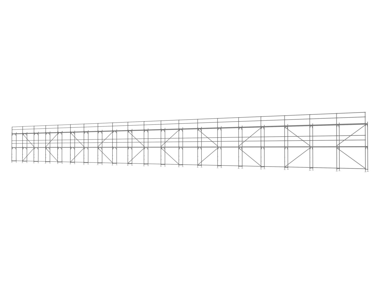 Ernst Stahl Traufseitengerüst 300 m², Feldlänge 2,5 m - Basis-Gerüst FS250-050-06E18 Stahl Traufseitengerüst 300 qm - 2,5 m Felder - 50 m lang - 6 m Arbeitshöhe - Basis-Gerüst