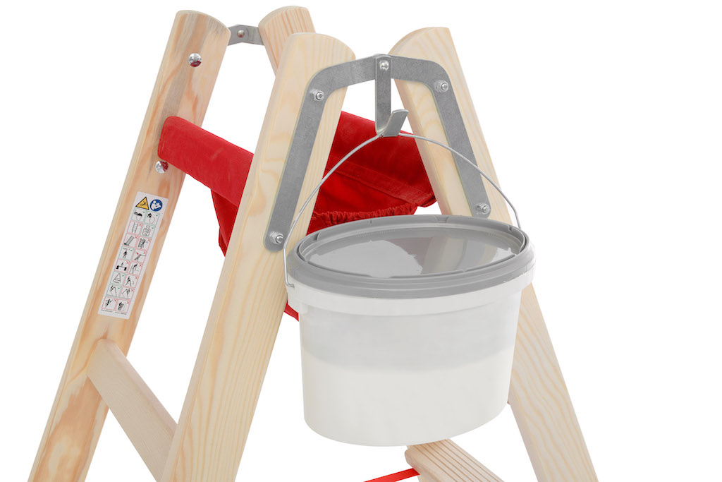 Holz-Stufenstehleiter, beidseitig begehbar - 2x5 Stufen
