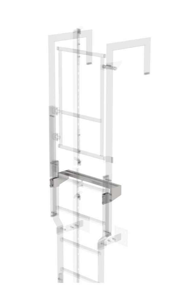 Ausstiegstritt für Sicherungstüre, Edelstahl, Spaltmaß 150 mm