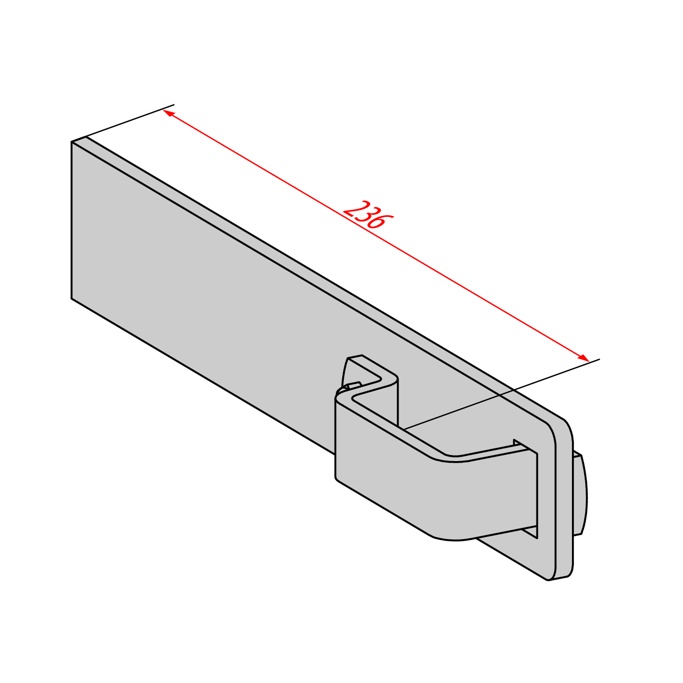 Wandhaken gerade aus Aluminium