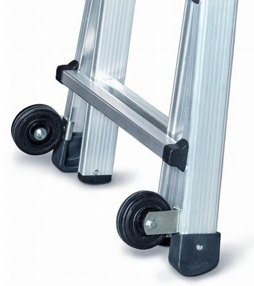 PREMIUM line Alu-Vario-Klappleiter mit Rollen, 4 x 6 Sprossen